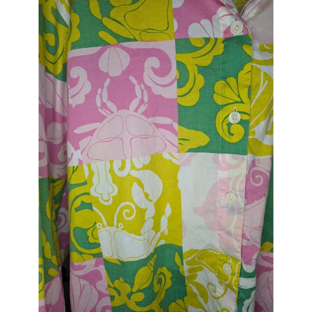Lilly Pulitzer White Label Women's Small L/S Blouse Crabs Fish Shells Starfish - Picture 6 of 10